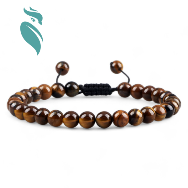 Natural Tiger Eye Stone Bracelet 6 8mm Round Beads - Image 3