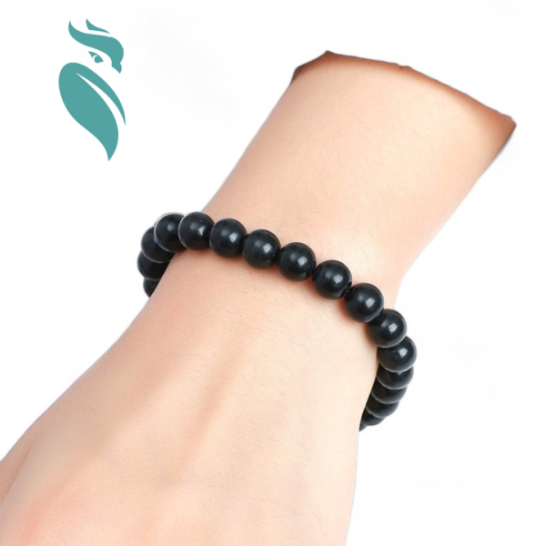 Black Shungite Magnetic Graphite Beaded Bracelet - Image 4