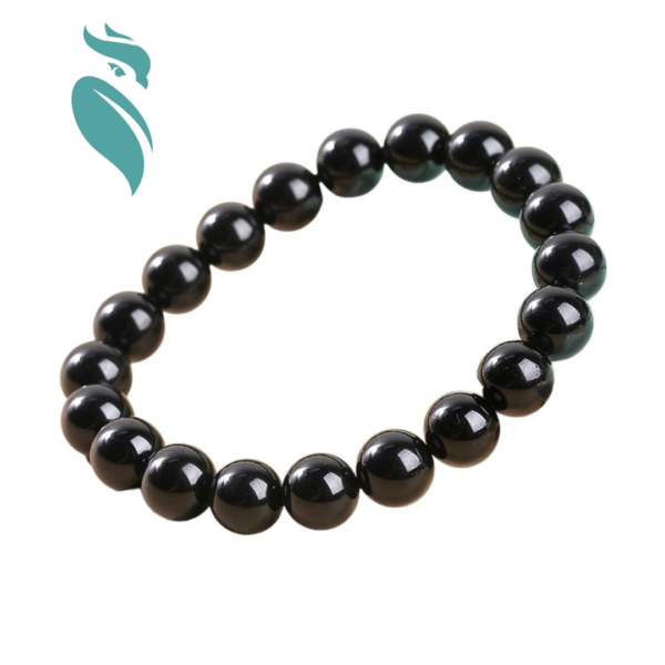 7A Grade Black Tourmaline Beaded Bracelet - Image 5