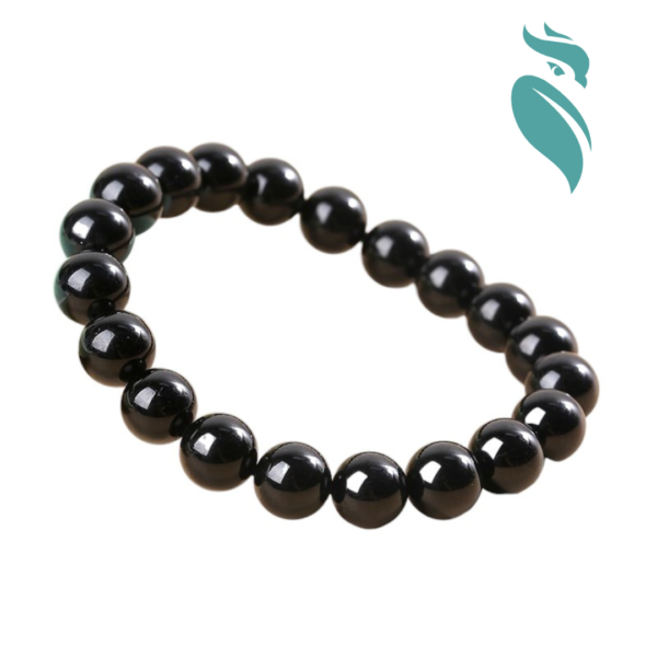 7A Grade Black Tourmaline Beaded Bracelet - Image 3