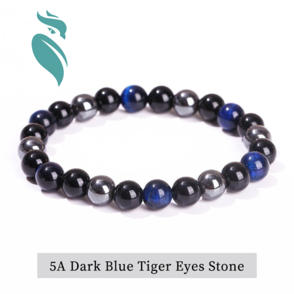 Yellow Tiger Eye | Dark Blue Tiger Eye|5A Hematite Stone Beaded Bracelet - Image 5