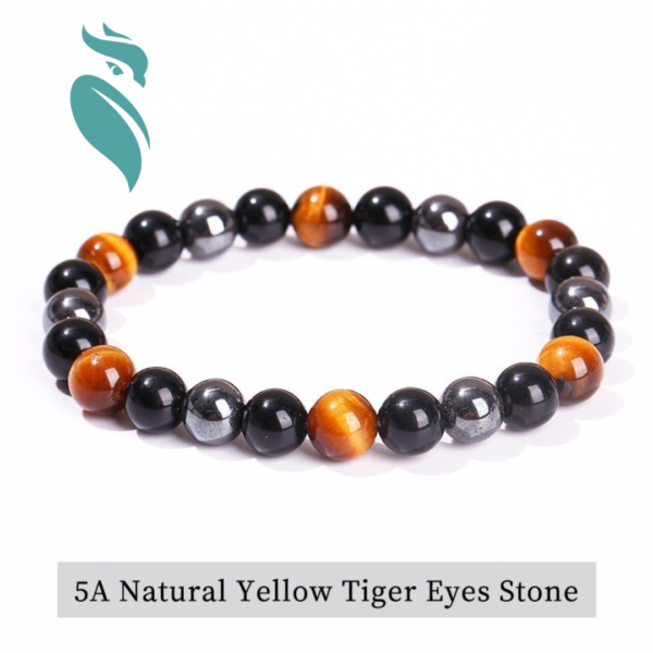 Yellow Tiger Eye | Dark Blue Tiger Eye|5A Hematite Stone Beaded Bracelet - Image 4