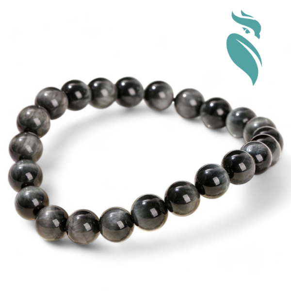 5A Natural Eagle Eye Stone Beaded Bracelet - Image 2