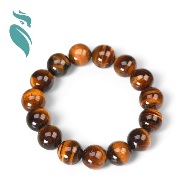 Natural Stone Tiger Eye, Fire Agathe, Hematite Beaded Bracelet - Image 3