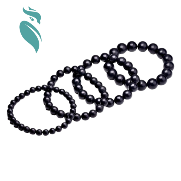 Black Shungite Magnetic Graphite Beaded Bracelet - Image 2