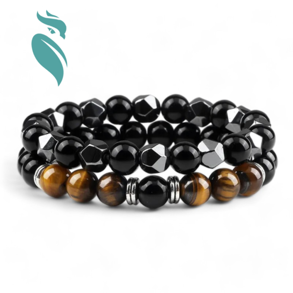 2pcs Hematite | Lava Stone |Natural Tiger Eye Bracelet 8mm Beads - Image 2