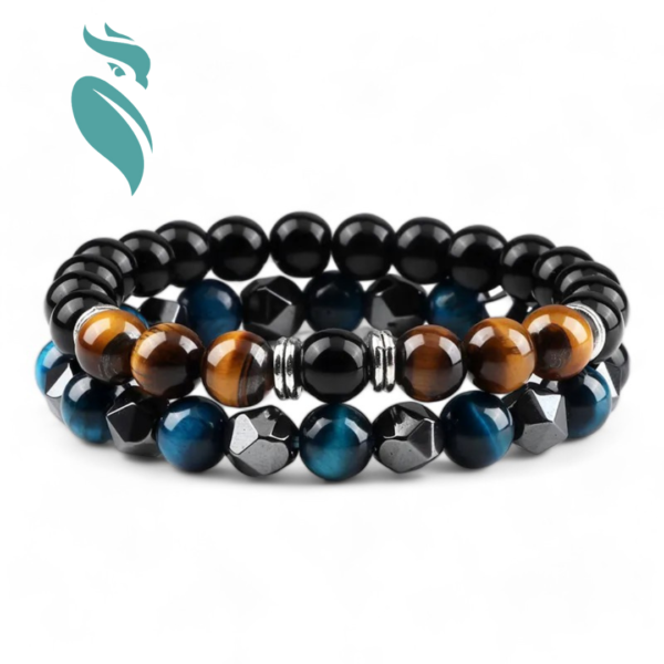 2pcs Hematite | Lava Stone |Natural Tiger Eye Bracelet 8mm Beads