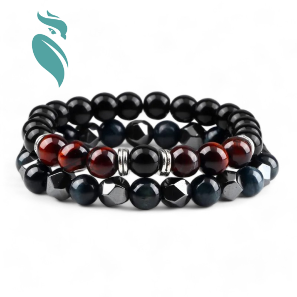 2pcs Hematite | Lava Stone |Natural Tiger Eye Bracelet 8mm Beads - Image 4