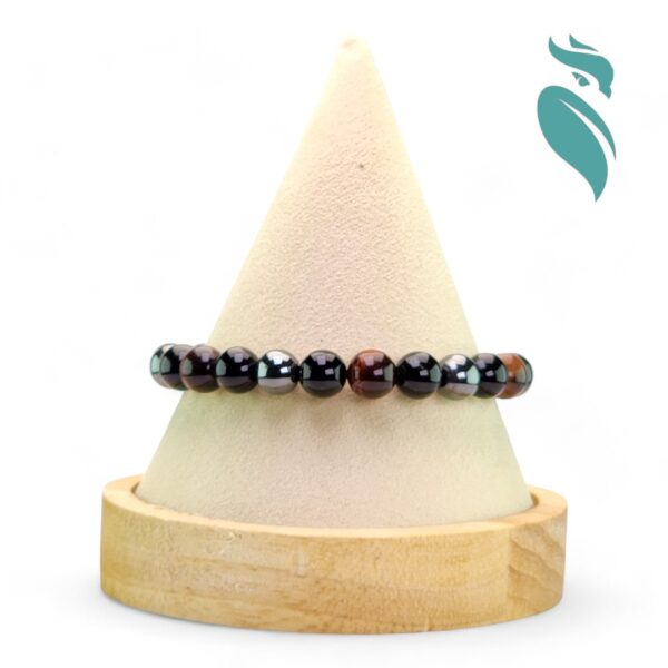 Tri-Stone Harmony: Red Tiger Eye, Obsidian & Hematite Bracelet - Image 5