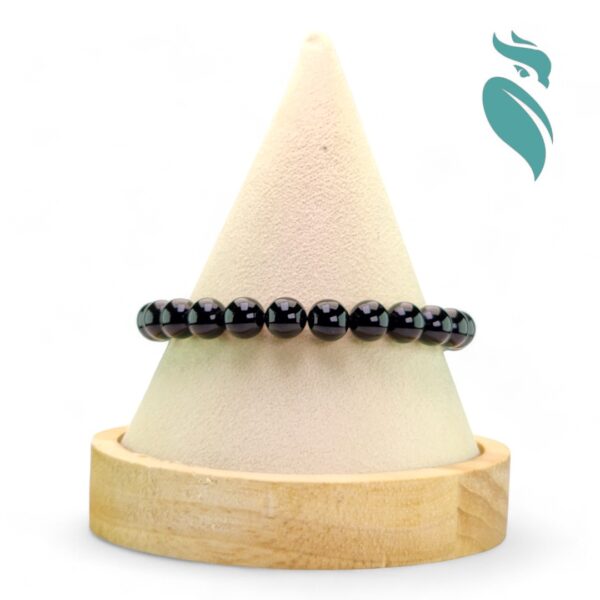 Black Mirror Elegance - 8mm Black Obsidian Adjustable Bracelet - Image 2