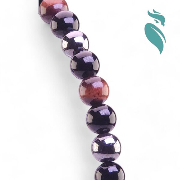 Tri-Stone Harmony: Red Tiger Eye, Obsidian & Hematite Bracelet - Image 3