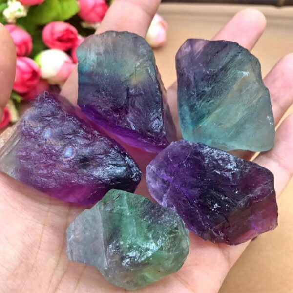 1 Pcs Natural Color Fluorite Tumbled Healing Reiki Stone - Image 2