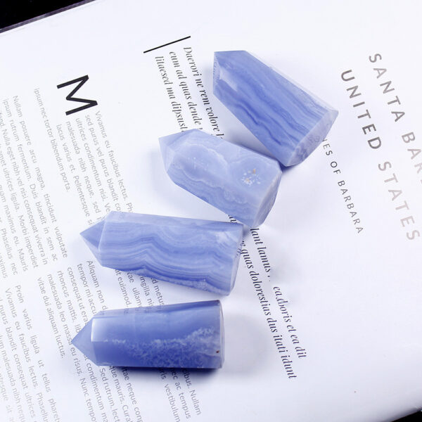 Natural Crystal Column Power Stone Blue Pattern Agate Hexagonal Single Point - Image 5