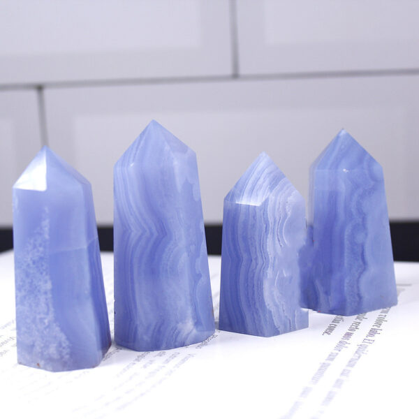 Natural Crystal Column Power Stone Blue Pattern Agate Hexagonal Single Point - Image 4